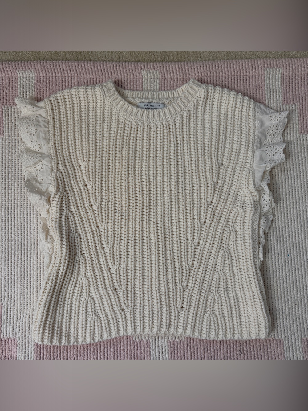 Cream Knit Ruffle Sleeve Kid’s Top